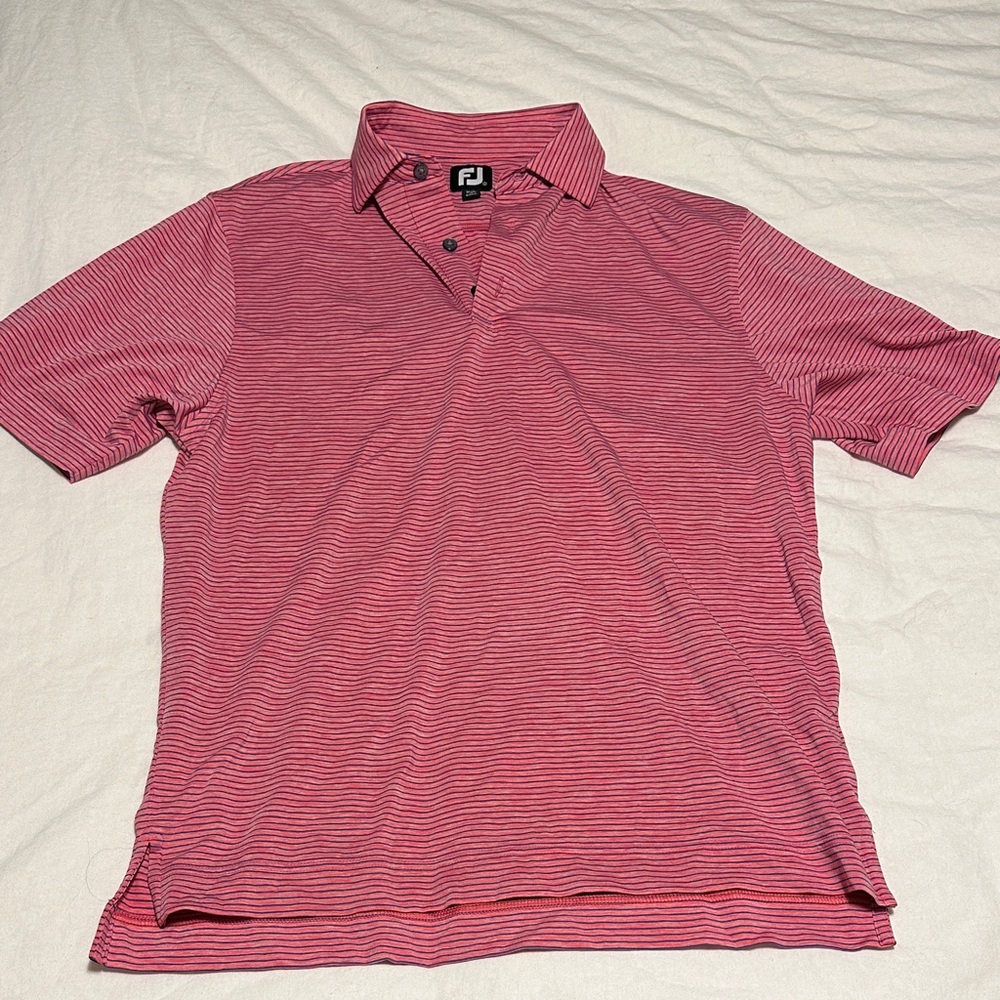 FootJoy Men's Pink Striped Golf Polo Shirt